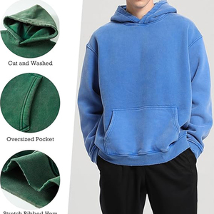 Sudadera con capucha lavada con ácido de algodón 100% de alta calidad, sudadera de gran tamaño con hombros caídos, sudadera de lavado de calle, sudadera vintage lavada con piedra - Product Image 6