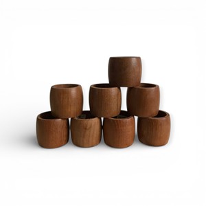 Faceted <b>Square</b> <b>Edge</b> Wooden Napkin Rings Set With Artisan Hand Carved Geometric Form Unique - Product Image 4