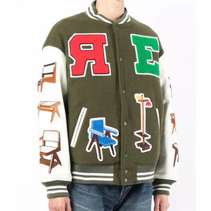 Veste universitaire personnalisée en chenille avec broderie en cuir et manches pour hommes, bombardier d'extérieur pour femmes - Product Image 5