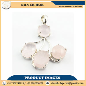 Pendentif en argent sterling 925 Quartz rose naturel pendentif en pierres précieuses bijoux pour fournisseur en gros ODM OEM prix en vrac - Product Image 2