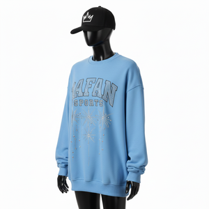 Sudadera Extra Grande para Mujer, Calidad Premium, 300 GSM, Felpa de Algodón y Poliéster, Azul, Corte Holgado, Logotipo Personalizado, Transpirable - Product Image 4