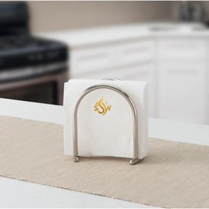 Porte-serviettes de comptoir en acier, argent et poli, design moderne, pour le salon et la chambre à coucher. - Product Image 2