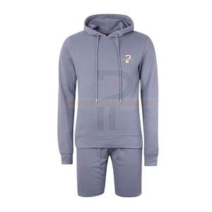 Alta calidad transpirable invierno algodón Jogging gimnasio chándal corto 2 piezas conjunto recién llegado personalizado al por mayor hombres Sudadera con capucha Casual - Product Image 1