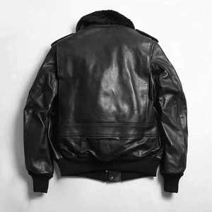 Veste en cuir véritable de luxe pour hommes High Street Fashion avec fermeture à glissière Durable élégant marchés d'hiver européens américains - Product Image 5