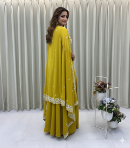 Unity Luxure Premium Georgette Embroidered <b>Cape</b> Dhoti Set for <b>Women</b> Luxury Festive & Party Wear Ensemble - Product Image 3