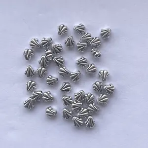 Cuentas espaciadoras de corona de hoja de Plata de Ley 925 de 7mm, hallazgos de cuentas de oro hechas a mano, joyería DIY, espaciadores de Bali, fabricación de joyas tribales nuevas