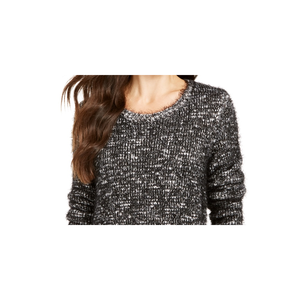 Maglione da donna Style & Co in misto lana con bordo ciglia, traspirante, casual, stile coreano, modesto, invernale, con logo frontale, nero, taglia Petite - Product Image 2