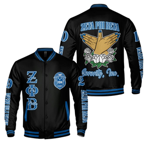 Zeta Phi Beta 1920 Fondateurs Jour Sororité Bleu Blanc Varsity Letterman Veste ZPB Greek Life Chenille Patch Coat - Product Image 3