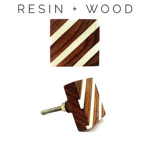 Bouton de meuble en résine et bois carré, bouton en résine, bouton décoratif, artisanal, poignée de meuble 2025 - Product Image 4