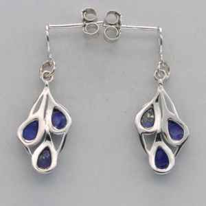 Boucles d'oreilles pendantes en forme de goutte bleue Lapis Lazuli en argent sterling 925 bijoux en pierres précieuses naturelles et véritables pour les salons à la maison - Product Image 4
