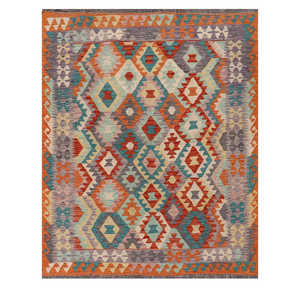 Alfombra Kilim de Maimana, Afganistán, 197 x 158 cm, Juego de Alfombras - Product Image 1