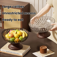 Fruitmand van PET met houtnerf, decoratieve fruit schaal, afdruipbak, tafeldecoratie, opbergbak voor snacks, presentatie schaal