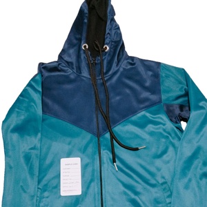 Sudadera con capucha de algodón 100% transpirable para hombre, estilo casual, con bloques de color, conjunto de dos piezas para gimnasio, chaqueta con cremallera y pantalones jogger. - Product Image 3