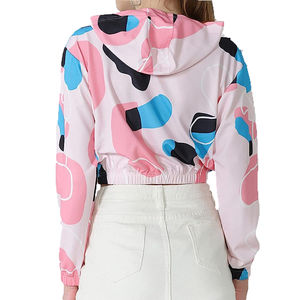 Sudadera con capucha transpirable de alta calidad para mujer, logotipo personalizado impreso en la parte delantera, Top corto informal de Color sólido con ajuste holgado para gimnasio 2025 - Product Image 2