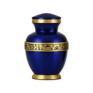 Classic <b>Red</b> Metal Keepsake Urn for Ashes with Silver Engraved Bands Secure Lid and Elegant Memorial Design - Product Image 6