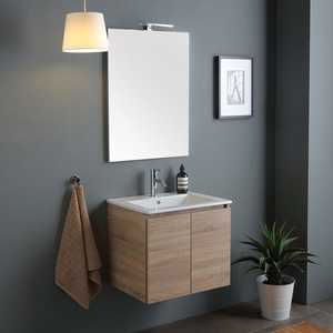 Meubles-lavabos de salle de bain 60 cm, composition 2 portes avec lavabo Belize 60x80 et miroir - Product Image 1