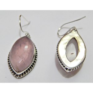 Pendientes de plata de ley hechos a mano, piedra preciosa de cuarzo rosa natural, piedra de amor, regalo de aniversario perfecto para ella - Product Image 5