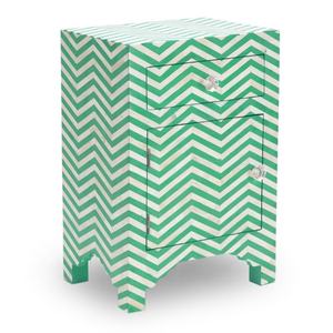 Meubles de chambre à coucher modernes en bois massif vieilli avec belle incrustation d'os Table de chevet ZigZag pour la maison et l'hôtel Salons Salles de bains - Product Image 1