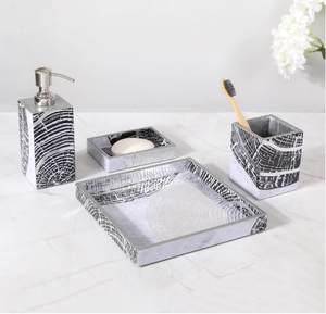 Juego de baño MDF de 5 piezas personalizado a un precio económico con soporte para cepillo de dientes impreso para uso doméstico y hotelero - Product Image 2