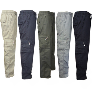 Outdoor Men's Cargo Pants High Quality Multi-Pocket Casual Solid Breathable Trousers Drawstring Closure Plain Dyed Front Style - Product Image 1