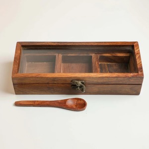 Estante y caja contenedora de especias de madera de tamaño personalizado de alta calidad, precio al por mayor indio para almacenamiento de sal - Product Image 1