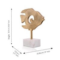 Estatua Showpiece para decoración del hogar, estatua de pez para la buena suerte, pez de aluminio en base de mármol artículos de decoración del hogar para sala de estar