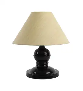 Affordable Price Black Metal Table Lamp with Cotton Fabric Conical Shape- Shade Color White