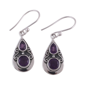 <b>Purple</b> Amethyst Bohemian Style Gemstone Fashion Dangle Jewelry Gifts Handmade 925 Sterling Silver Dangle <b>Earrings</b> - Product Image 2