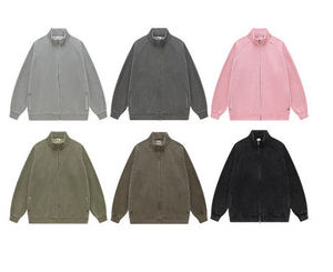 Wholesale Vintage Washed 355GSM Coat Mock Neck Cardigan Solid Color <b>Full</b> <b>Zip</b> up Men's <b>Hoodies</b> & Sweatshirts - Product Image 4