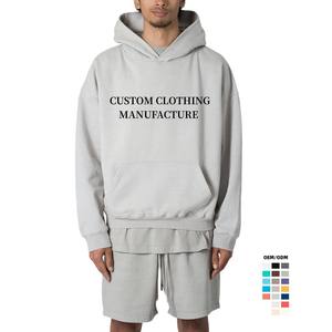Pull à capuche surdimensionné teint uni brodé avec impression personnalisée pour hommes, polaire douce et chaude, design streetwear décontracté - Product Image 1