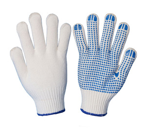 Gants en coton à pois en PVC, style sergé, blancs blanchis, durables, pour usage quotidien en toutes saisons, fabriqués au Pakistan - Product Image 4