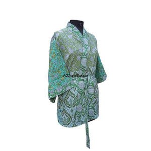 Chaqueta Kimono Corta Hecha a Mano para Primavera, Verano y Otoño, para Mujer, Estilo Indio, Reversible, de Seda y Algodón, Talla XL, Informal, para Estar en Casa, Ropa de Dormir, Transpirable - Product Image 6