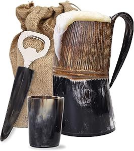 Edición especial Medieval Elegante Amor Cuerno decorativo Jarra Original Vikingo Taza pulida Navidad Mano Artesanías naturales - Product Image 6
