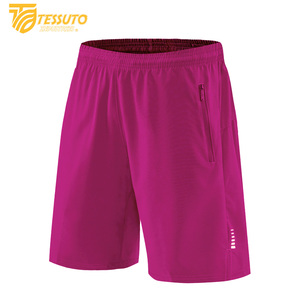 Te New 2025 Summer Trend Men's Gym Sports Shorts Outdoor Running Fitness Breathable Double <b>Layer</b> Solid Plain Dyed - Product Image 2