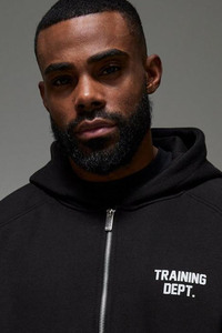 Top vente homme noir entraînement actif Dept surdimensionné Boxy fermeture éclair à capuche Gym Fitness Streetwear Logo personnalisé sweats à capuche pour hommes - Product Image 3