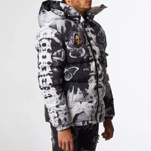 Chaqueta acolchada de invierno personalizable unisex con capucha de cuello alto con estampado de sublimación 3D acolchado con cierre de cremallera ligero - Product Image 4