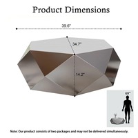 Mesa de Centro Moderna y Ecológica para Sala de Estar, Diseño Nuevo, Personalizable, con Espejo y Detalles de Diamantes Metálicos, M.R.