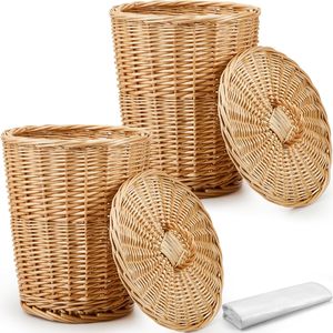 Premium Quality Rattan Dustbin WITH TOP COVER Versatile Use for Bedrooms <b>Offices</b> and Bathrooms Sturdy and Stylish Eco-friendly - Product Image 1