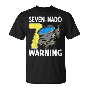 T-shirt per bambini con design Nado Warning Tornado Storm per il 7° compleanno, ideale per eventi promozionali - Product Image 1