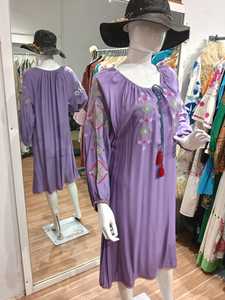 Robe maxi bohème 2025 pour femmes Broderie Col rond Manches longues Robes féminines Robe trapèze à lacets Meilleure qualité de robe Vente en gros - Product Image 3