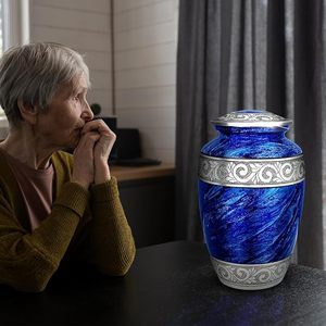 Handmade <b>Large</b> Adult Mosaic Aluminium Glass Cremation <b>Urn</b> Unique Funerals Supply With Individual Tiles Applied Burial - Product Image 2
