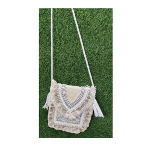 Bolso bandolera con cuentas bohemio hecho a mano de diseñador para mujer, estilo bohemio indio geométrico, estilo Hobo, bordado de noche - Product Image 3