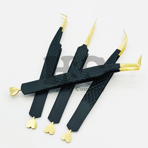 Top Tendance Nouveau Style Coeur Pince À Cils En Acier Inoxydable Pointe D'or Extension De Cils Pince À Épiler Logo Emballage Durable pour Vison - Product Image 6