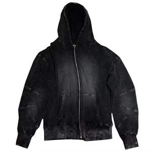 2025 Sun Faded Vintage Design 100% coton 320gsm hommes sweats à capuche zippés personnalisés lavage à l'acide gaufre thermique sweats à capuche en détresse - Product Image 5