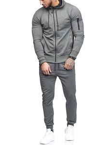 Chándal ligero con cremallera y logotipo personalizado de Primavera de talla grande para ropa de hombre, 2 uds., ropa deportiva, sudaderas con capucha para correr ajustadas, conjunto para hombre - Product Image 4