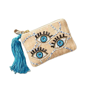 Artisanat traditionnel broderie oeil graine perlé petit portefeuille sac élégant élégant fantaisie luxe Premium par Hiba Enterprises - Product Image 1