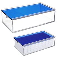 Estuche de Acrílico Azul de Alta Gama para Fichas de Mahjong Americano Transparente para 4 Jugadores con Soporte de Mesa Opcional