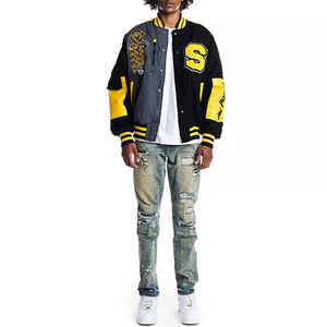 Wholesale Price Custom Logo Genuine Leather Sleeve & High Quality Wool Body <b>Jackets</b> OEM Vintage Unisex Letterman Varsity <b>Jacket</b> - Product Image 6