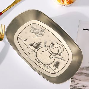 Plateau de service en métal en forme de bonhomme de neige de Noël, plat décoratif de fête pour les biscuits, les collations, la décoration de table, cadeau - Product Image 6
