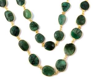 Chaîne de connecteur de lunette émeraude naturelle forme inégale émeraude verte naturelle peut chaîne de lunette de naissance - Product Image 1